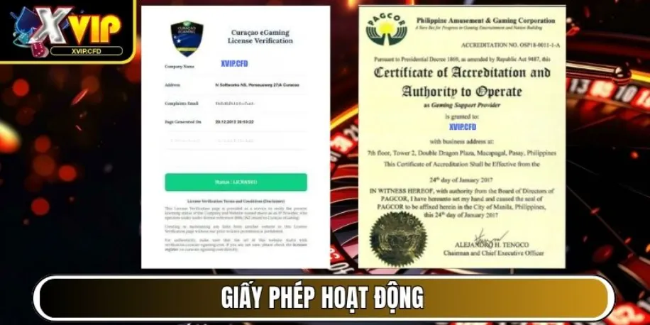 Xvip - Cổng Game Đẳng Cấp Mang Đến Trải Nghiệm Chất Lượng 10 Giấy phép hoạt động